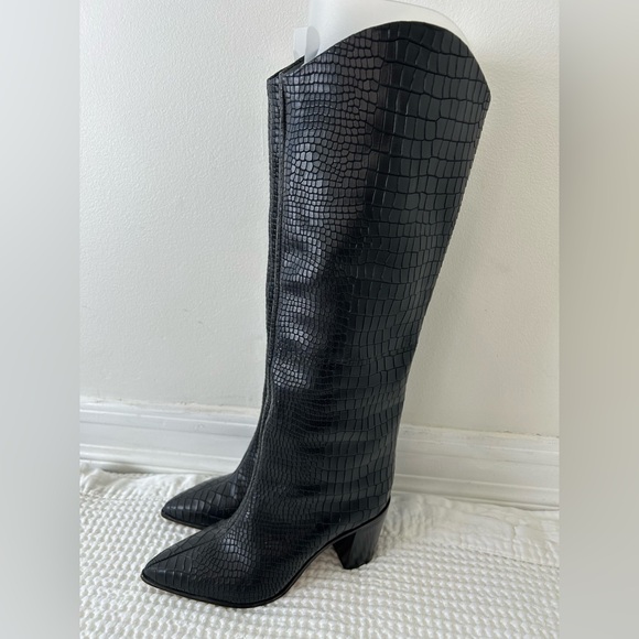 SCHUTZ - Maryana Crocodile Embossed Knee-High Block Boot Size 5 - Picture 7 of 13